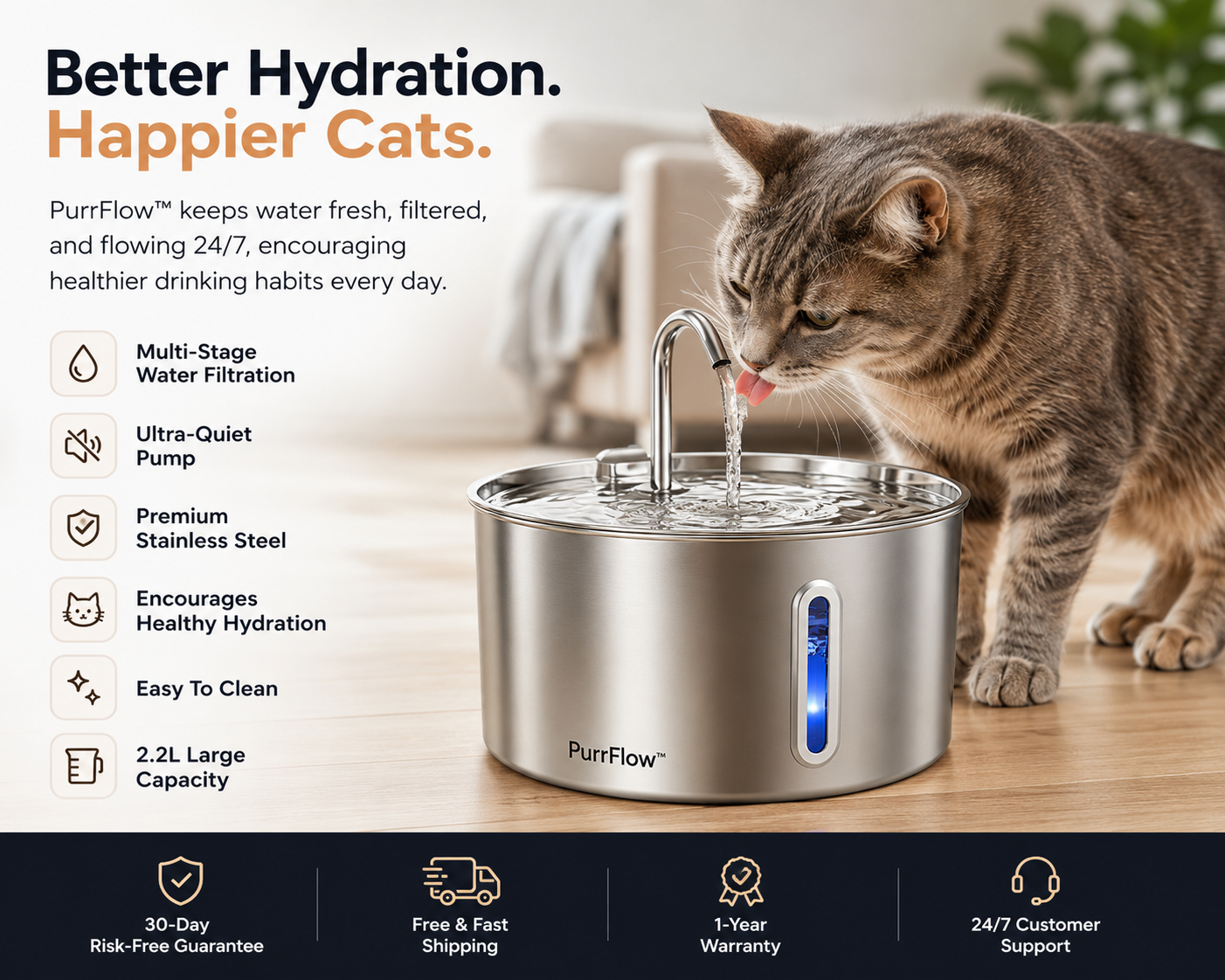 PurrFlow™ Premium Cat Fountain